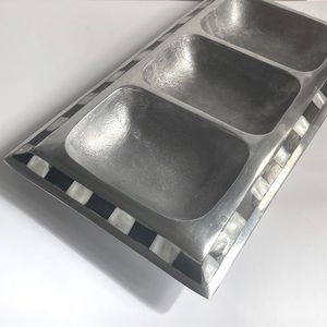 Julia Knight Divided Dish with Mother of Pearl Mosaic Edge Garnish Platter Tray